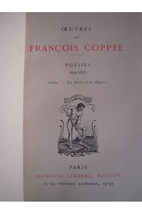 Poésies de François Coppée. 1874-1878. Olivier. Les Récits et les Élégies