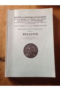 Bulletin de la société académique du Bas-Rhin Tomes CVII et CVIII 1987-1988