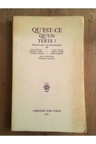 Qu'est-ce qu'un texte ? Eléments pour un herméneutique