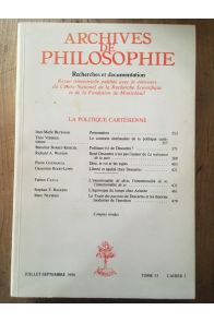 Archives de philosophie Juillet-Septembre 1990, La Politique cartésienne