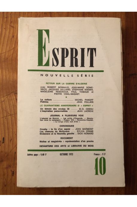 Revue Esprit Octobre 1972