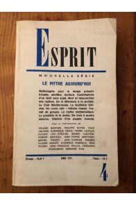 Revue Esprit Avril 1971, Le mythe d'aujourd'hui