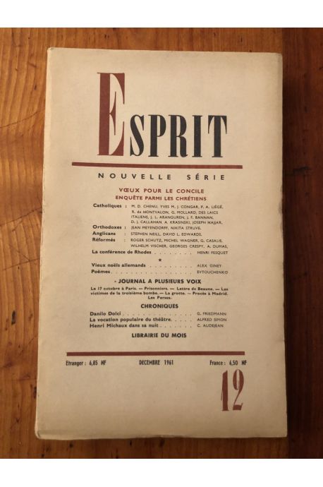 Revue Esprit décembre 1961, Voeux pour le concile, Enquête parmi les chrétiens