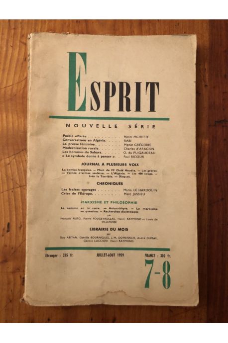 Revue Esprit Juillet-Aout 1959, Marxisme et philosophie