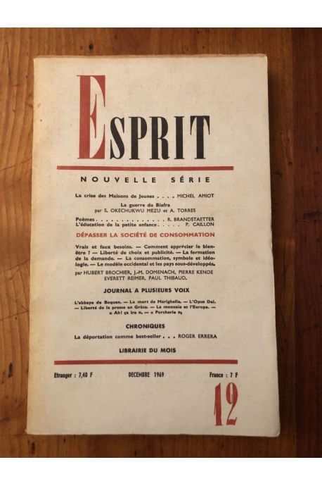 Revue Esprit Décembre 1969, Dépasser la société de consommation