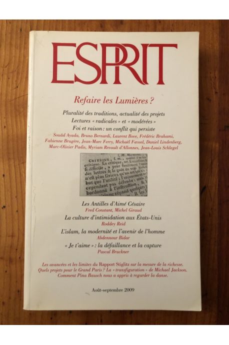 Revue Esprit Aout-Septembre 2009, Refaire les lumières ?