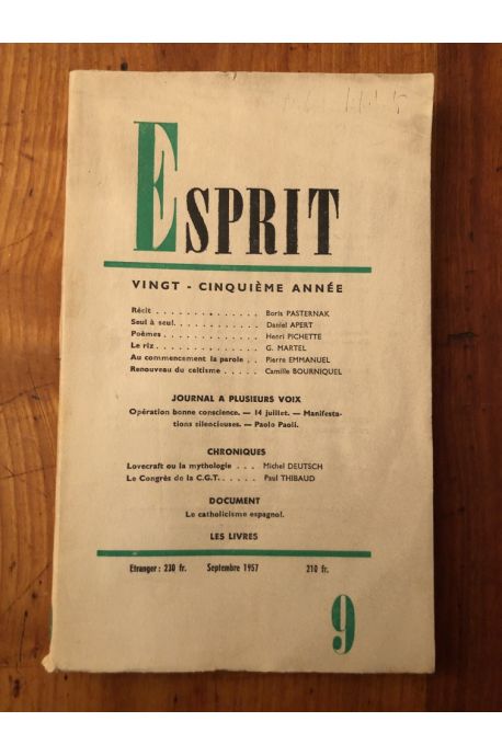 Revue Esprit Septembre 1957