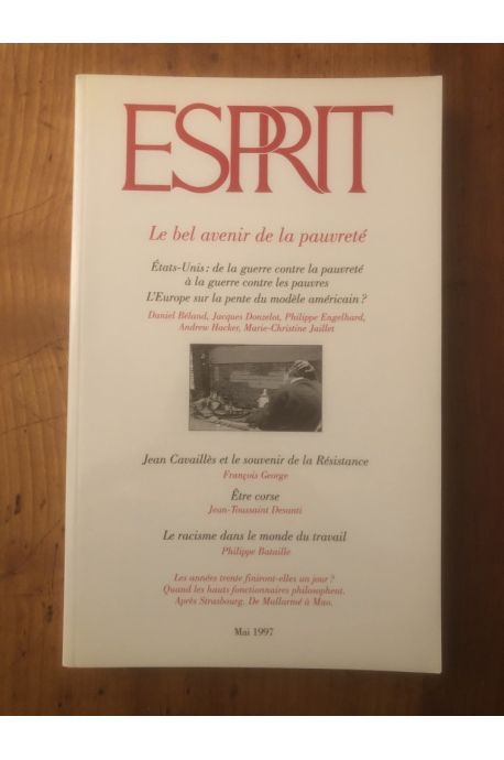 Revue Esprit Mai 1997 Le bel avenir de la pauvreté