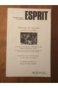 Revue Esprit Octobre 1987 Mémoire du nazisme en RFA et en RDA