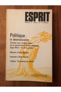 Revue Esprit Décembre 1984 Politique, la désintoxication