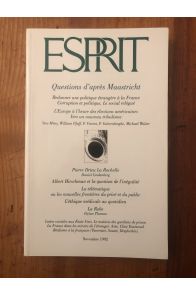 Revue Esprit Novembre 1992 Questions d'après Maastricht