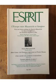 Revue Esprit Mai 1995 L'Europe entre Maastricht et Sarajevo