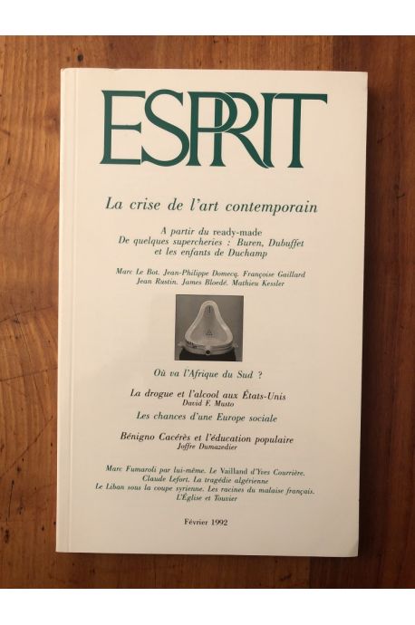 Revue Esprit Février 1992, La crise de l'art contemporain