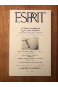 Revue Esprit Janvier 1990, Souffrance psychique et passions extrêmes