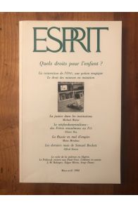 Revue Esprit Mars-avril 1992, Quels droits pour l'enfant ?