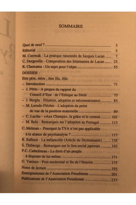 Le Discours Psychanalytique Févier 1989