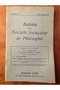 Bulletin de la société française de Philosophie Juillet-Septembre 1986