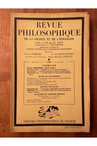 Revue philosophique de la France et de l'Etranger Avril-Juin 1952