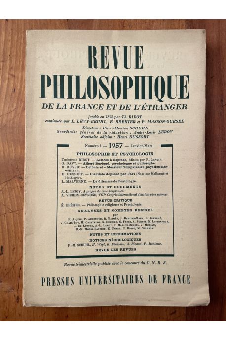 Revue philosophique de la France et de l'Etranger Janvier-Mars 1957