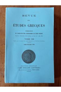 Revue des études grecques Juillet-Décembre 1996, Tome 109
