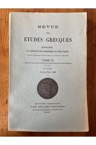 Revue des études grecques Janvier-Juin 1989, Tome CII