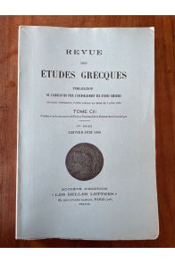 Revue des études grecques Janvier-Juin 1990, Tome CIII