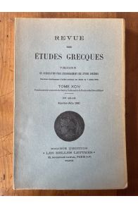 Revue des études grecques Janvier-Juin 1981, Tome XCIV