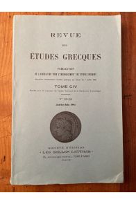 Revue des études grecques Janvier-Juin 1991, Tome CIV