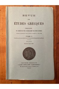 Revue des études grecques Janvier-Juin 1987, Tome C