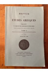 Revue des études grecques Janvier-Juin 1988, Tome CI