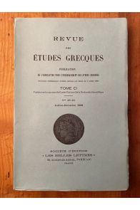 Revue des études grecques Juillet-Décembre 1988, Tome CI