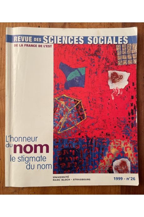 Revue des sciences sociales de la France de l'Est N° 26 1999
