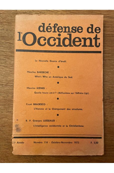 Défense de l'Occident Numéro 114, Octobre-Novembre 1973