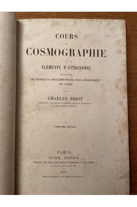 Cours de Cosmographie ou éléments d'astronomie
