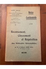 Recensement, classement et requisition des véhicules automobiles