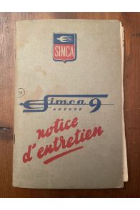 Simca 9 Aronde Notice d'entretien