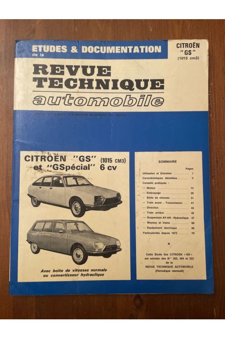 Revue technique automobile Citroen GS et GS Spécial (1015 cm3) 6cv
