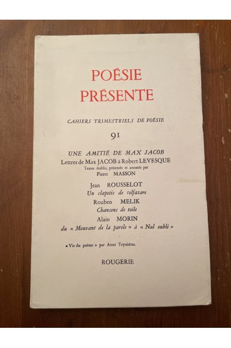 Poésie Présente N°91, Une amitié de Max Jacob