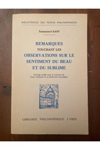 Remarques touchant les observations sur le sentiment du beau et du sublime