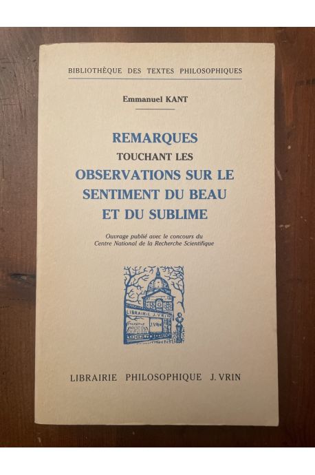 Remarques touchant les observations sur le sentiment du beau et du sublime