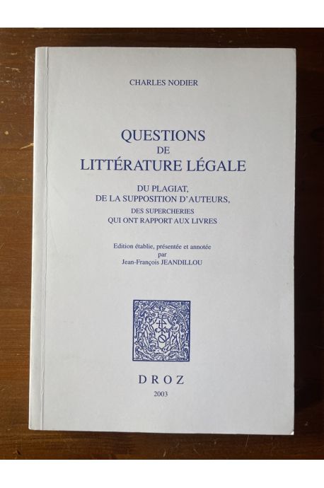 Questions de littérature légale