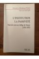 L'institution, la passivité - Notes de cours au Collège de France (1954-1955)