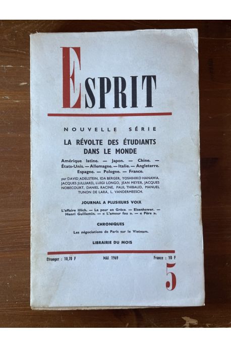 Revue Esprit, Mai 1969, La révolte des étudiants dans le monde