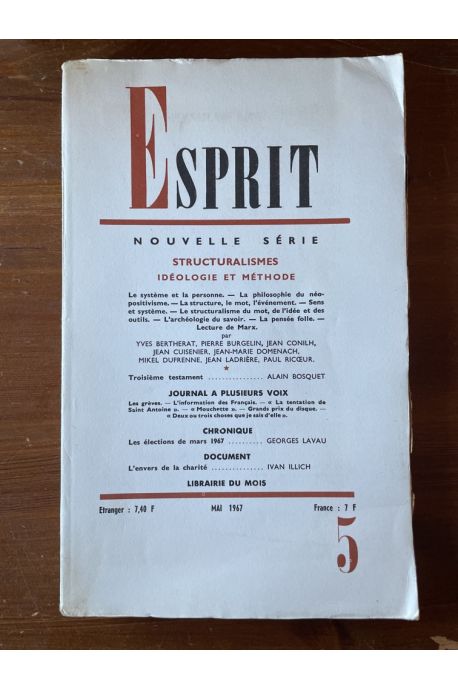 Revue Esprit Mai 1967, Structuralismes, idéologie et méthode