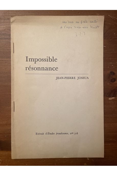 Impossible résonnance, tiré à part avec envoi de l'auteur