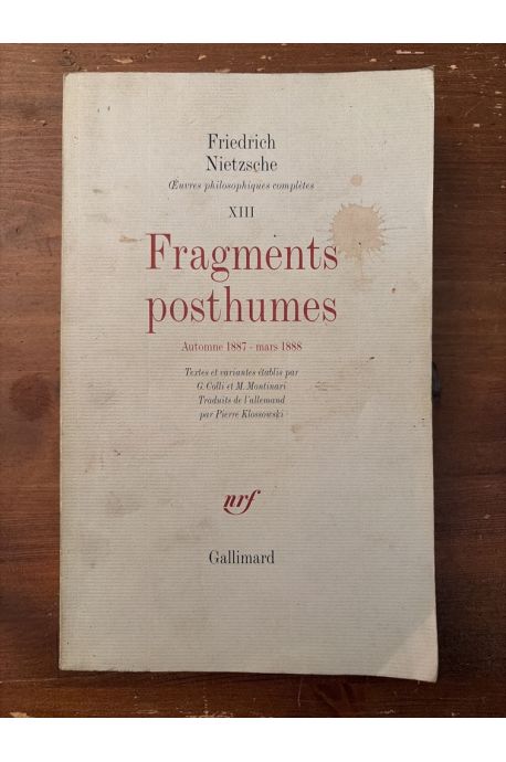 Fragments Posthumes, Automne 1887-mars 1888, Oeuvres philosophiques Tome XIII
