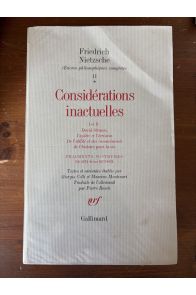 Considérations inactuelles I et II, Oeuvres philosophiques complètes II-1