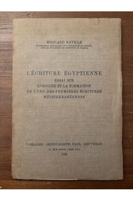 L'écriture egyptienne, essai sur l'origine et la formation de l'une des premières écritures méditerranéennes