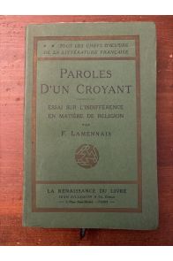 Paroles d'un croyant, Essai sur l'indifférence en matière de religion