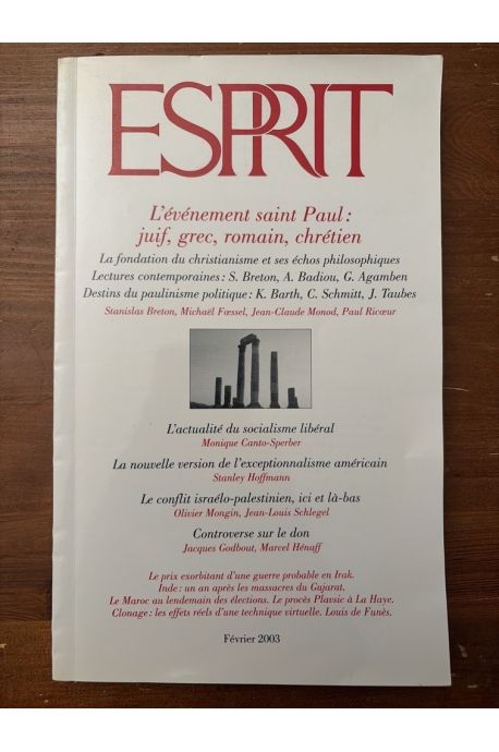 Revue Esprit Février 2003, L'événement Saint-Paul : juif, grec, romain, chrétien